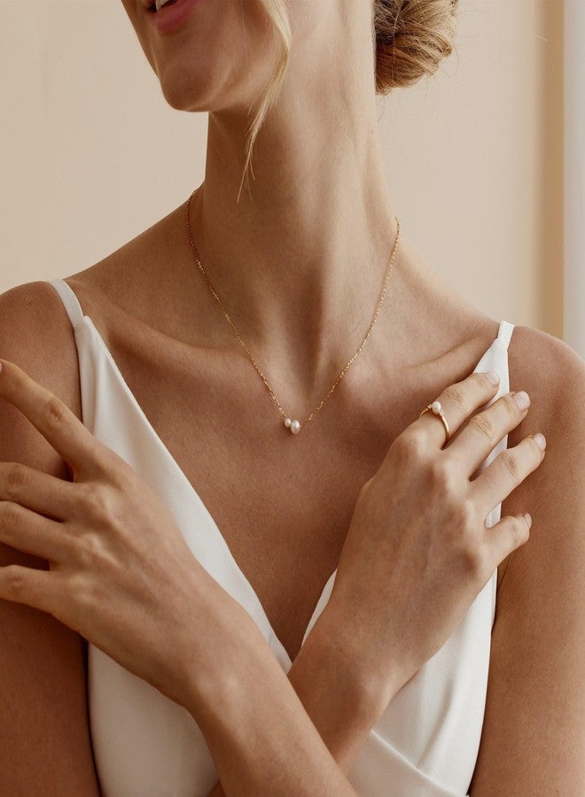 Treasure Bender Gold Pearl Necklaces for Women Trendy 14k Gold Plated Dainty Necklace Simple Pearl Drop Single Charm Pendant Necklace Women's Jewelry Best Friend Birthday Gifts Gold Jewelry for Women - Image 4